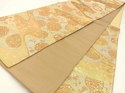 平和屋着物◎六通柄袋帯　宝相華　金糸　正絹　逸品　BAAW9481hj