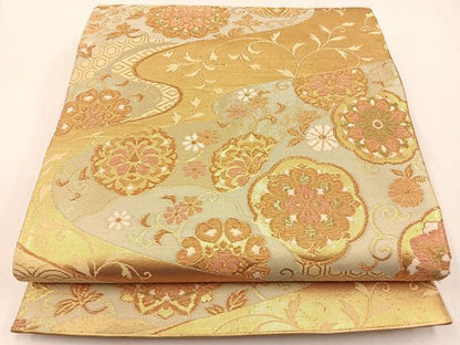 平和屋着物◎六通柄袋帯　宝相華　金糸　正絹　逸品　BAAW9481hj