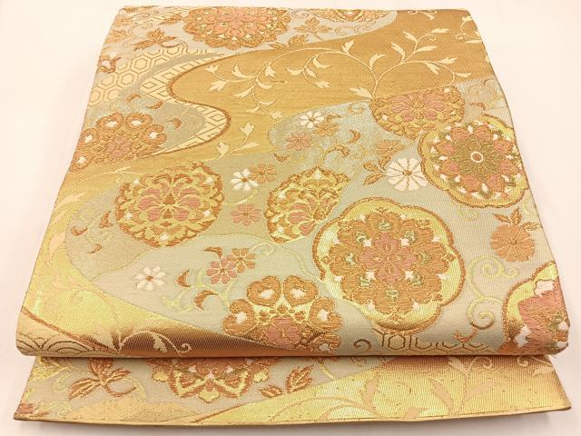 平和屋着物◎六通柄袋帯　宝相華　金糸　正絹　逸品　BAAW9481hj
