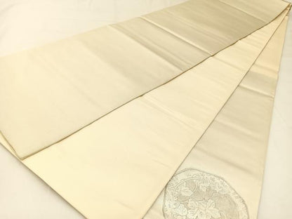 平和屋着物◎太鼓柄袋帯 草花文 銀糸 正絹 逸品 BAAW9483hj