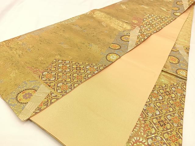 平和屋着物◎六通柄袋帯　唐織　流水花文　金銀糸　正絹　逸品　AABI0929yx 平和屋着物◎六通柄袋帯 唐織 流水花文 金銀糸 正絹 逸品 AABI0929yx