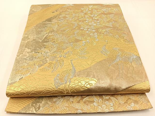 平和屋着物◎六通柄袋帯　群鶴　翔彩　二重引箔　金銀糸　正絹　逸品　BAAW9504hj