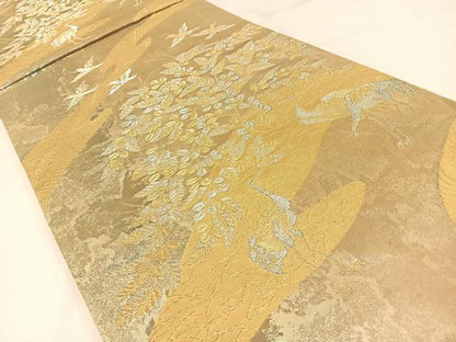 平和屋着物◎六通柄袋帯　群鶴　翔彩　二重引箔　金銀糸　正絹　逸品　BAAW9504hj
