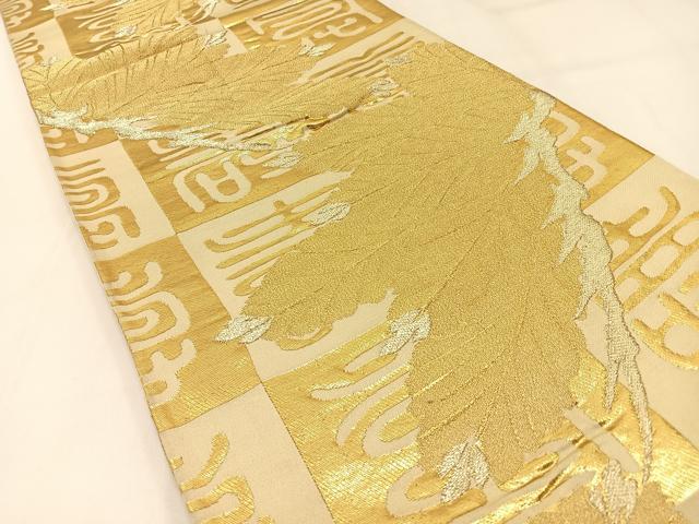 平和屋着物◎六通柄袋帯　寿字松文　金糸　正絹　逸品　BAAW9506hj