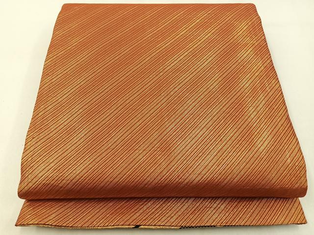 平和屋着物◎両面　六通柄袋帯　斜線文　金糸　正絹　逸品　BAAW9512hj