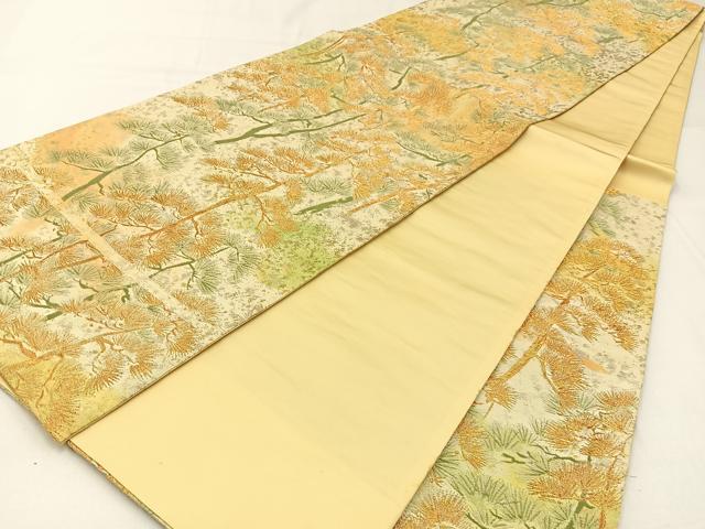 平和屋着物◎六通柄袋帯 松 金銀糸 正絹 逸品 BAAW9513hj