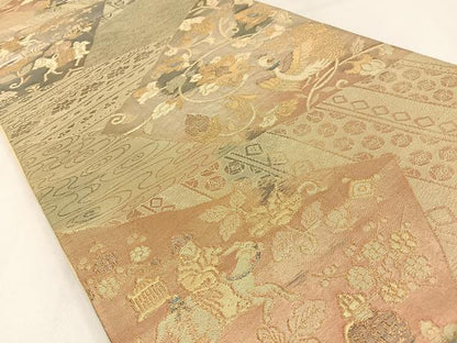 平和屋着物◎六通柄袋帯　鳳凰　狩猟文　金銀糸　引箔　正絹　逸品　BAAW9519hj