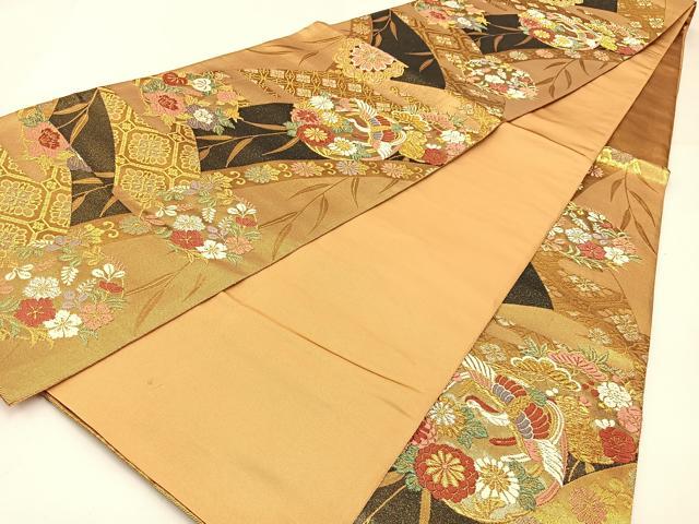 平和屋着物◎六通柄袋帯　唐織　花鳥丸文　金銀糸　正絹　逸品　BAAW9526hj
