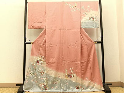 平和屋着物■訪問着 松竹梅 地紙枝花文 暈し染め 金銀彩 ロング丈 正絹 逸品 BAAW9533hj