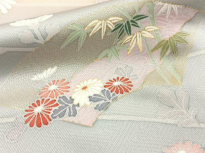平和屋着物■訪問着 松竹梅 地紙枝花文 暈し染め 金銀彩 ロング丈 正絹 逸品 BAAW9533hj