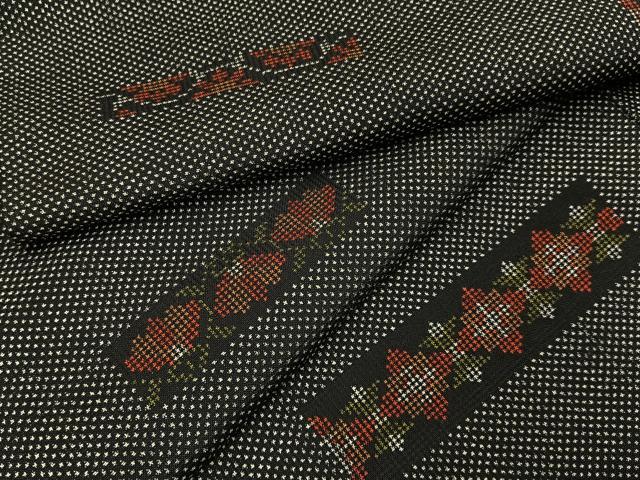 平和屋着物▽本場大島紬　7マルキ　単衣　横段唐草文　正絹　逸品　DAAS0330az 平和屋着物□本場大島紬 7マルキ 横段文 正絹 逸品 BAAW2329yc