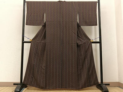 平和屋着物■上質な小紋 縞 正絹 逸品 BAAW9539hj