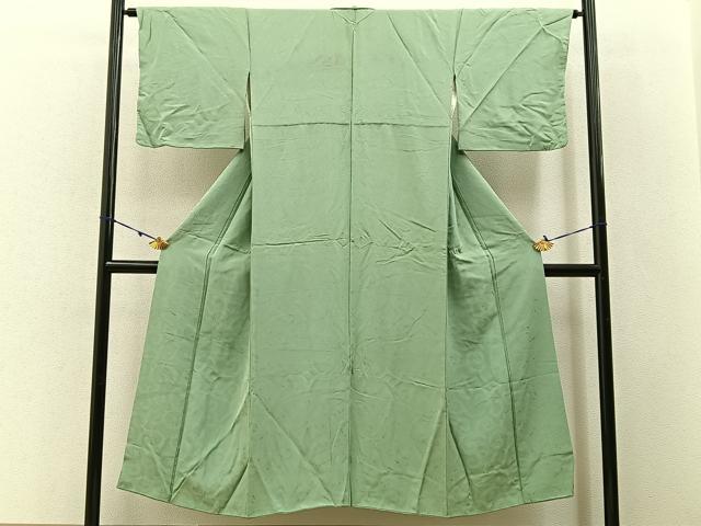 平和屋着物■無地絵羽訪問着 雪芝地紋 若葉色 正絹 逸品 BAAW9543hj