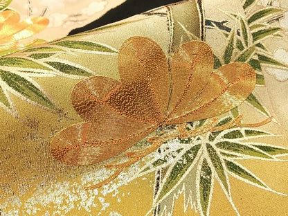 平和屋着物■豪華黒留袖 駒刺繍 松竹梅 金彩 正絹 逸品 BAAW9547hj
