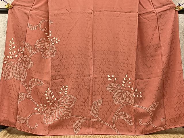 平和屋着物■訪問着 絞り 桐唐草文 正絹 逸品 BAAW9556hj