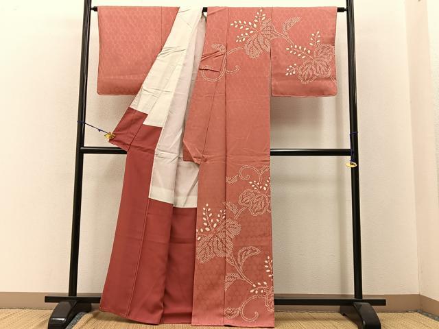 平和屋着物■訪問着 絞り 桐唐草文 正絹 逸品 BAAW9556hj