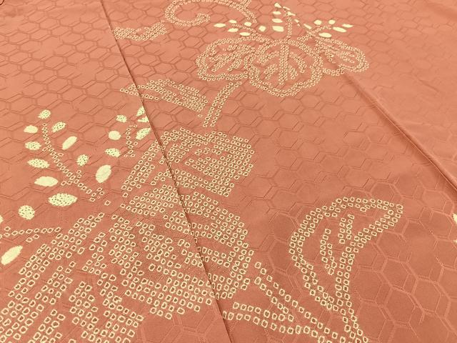 平和屋着物■訪問着 絞り 桐唐草文 正絹 逸品 BAAW9556hj