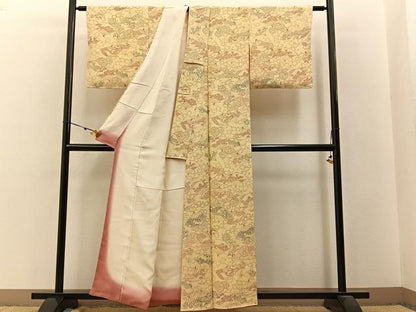 平和屋着物■上質な小紋 扇面花文 鬼しぼ縮緬 正絹 逸品 BAAW9557hj