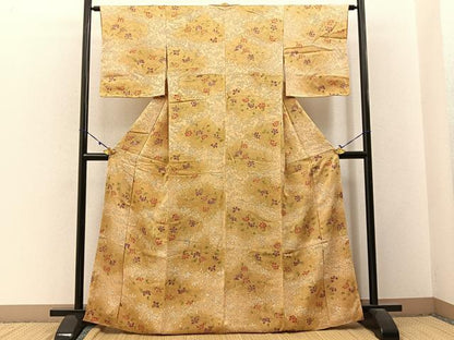平和屋着物■上質な小紋 更紗花唐草文 暈し染め 正絹 逸品 BAAW9559hj