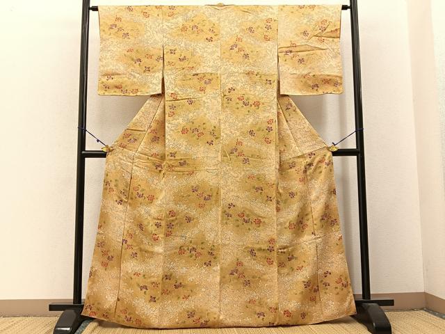 平和屋着物■上質な小紋 更紗花唐草文 暈し染め 正絹 逸品 BAAW9559hj