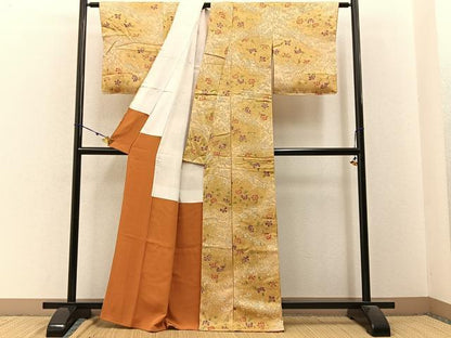 平和屋着物■上質な小紋 更紗花唐草文 暈し染め 正絹 逸品 BAAW9559hj
