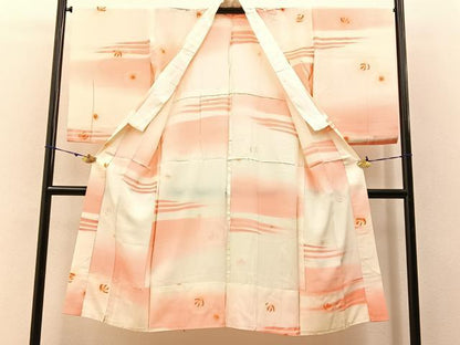 平和屋着物■長襦袢 無双仕立て 絞り 舞花文 暈し染め 正絹 逸品 BAAW9566hj