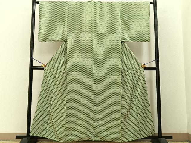 平和屋着物■上質な小紋 麻の葉文様 正絹 逸品 BAAW9568hj