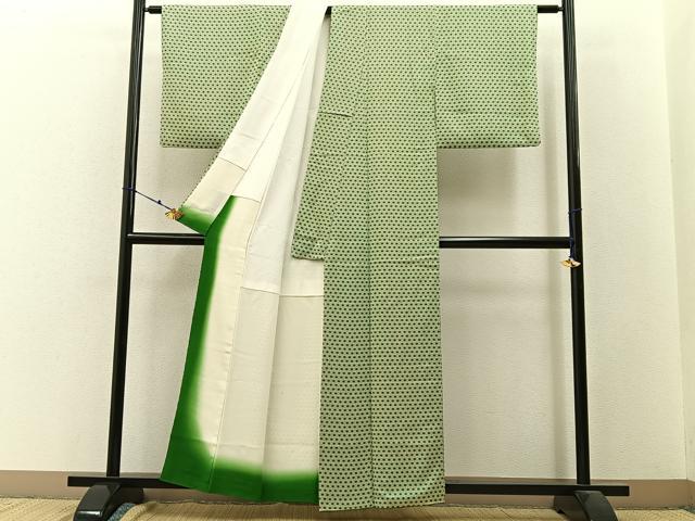 平和屋着物■上質な小紋 麻の葉文様 正絹 逸品 BAAW9568hj