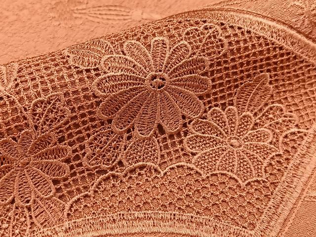 平和屋着物●中国三大刺繍　スワトウ刺繍　総刺繍　振袖　色無地　扇面吉祥草花文　鉄色　正絹　逸品　CABC6836yc 平和屋着物○中国三大刺繍 スワトウ刺繍 総刺繍 振袖 色無地 扇面吉祥