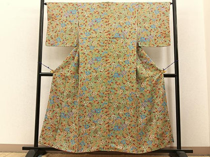 平和屋着物■上質な小紋 鹿の子椿花文 正絹 逸品 BAAW9573hj