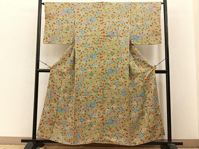 平和屋着物■上質な小紋 鹿の子椿花文 正絹 逸品 BAAW9573hj