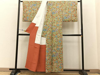 平和屋着物■上質な小紋 鹿の子椿花文 正絹 逸品 BAAW9573hj