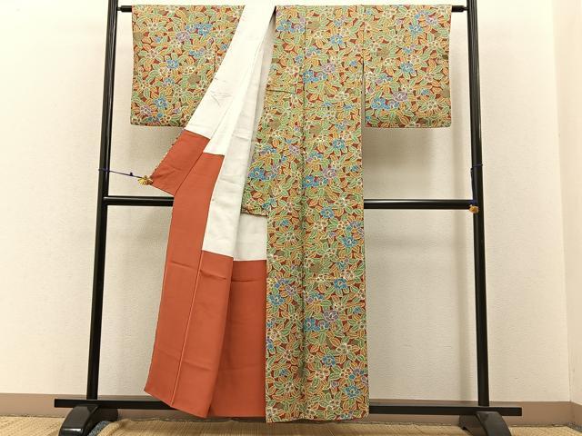 平和屋着物■上質な小紋 鹿の子椿花文 正絹 逸品 BAAW9573hj