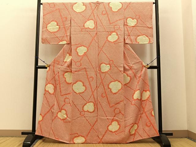 平和屋着物■上質な小紋 総絞り 梅 正絹 逸品 BAAW9574hj