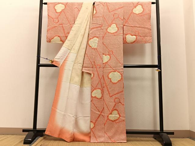 平和屋着物■上質な小紋 総絞り 梅 正絹 逸品 BAAW9574hj