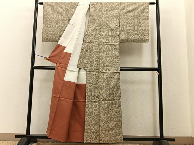 平和屋着物□本場大島紬 7マルキ 幾何学文様 正絹 逸品 BAAW9575hj