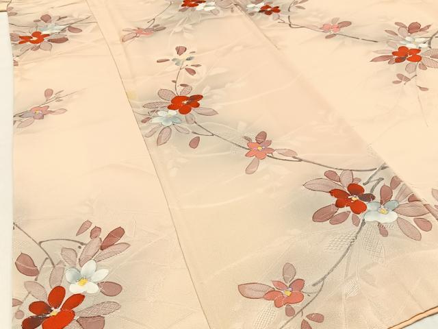 平和屋着物■上質な小紋 地紋起こし 枝花文 正絹 逸品 BAAW9577hj