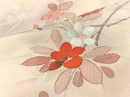 平和屋着物■上質な小紋 地紋起こし 枝花文 正絹 逸品 BAAW9577hj