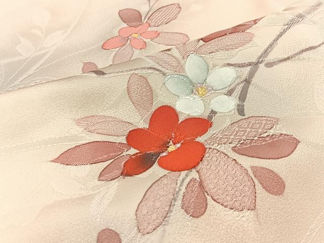 平和屋着物■上質な小紋 地紋起こし 枝花文 正絹 逸品 BAAW9577hj