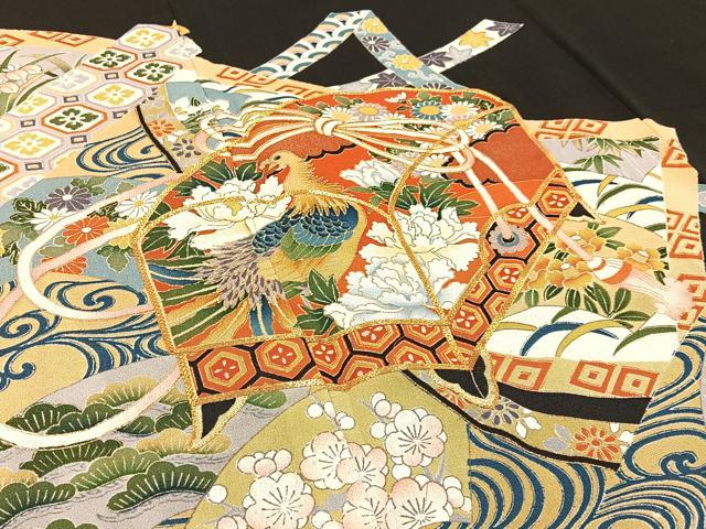 平和屋着物■豪華黒留袖 駒刺繍 蒔絵文箱花鳥文 金彩 正絹 逸品 BAAW9580hj
