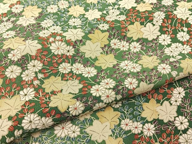平和屋着物■上質な小紋 草花文 鬼しぼ縮緬 正絹 逸品 BAAW9581hj