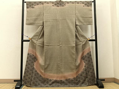 平和屋着物■訪問着 ふくれ織 草花文 暈し染め 金彩 正絹 逸品 BAAW9582hj