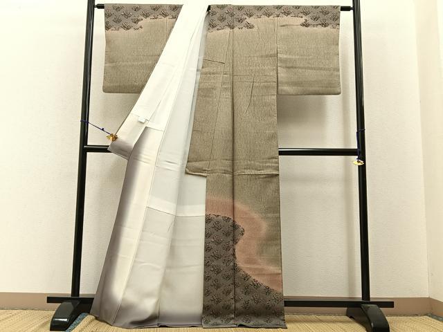 平和屋着物■訪問着 ふくれ織 草花文 暈し染め 金彩 正絹 逸品 BAAW9582hj