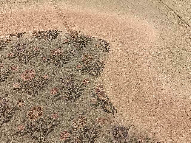 平和屋着物■訪問着 ふくれ織 草花文 暈し染め 金彩 正絹 逸品 BAAW9582hj