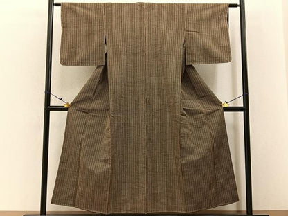 平和屋着物■上質な紬 子持ち縞 胴抜き仕立て 正絹 逸品 未使用 BAAW9584hj