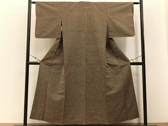 平和屋着物■上質な紬 子持ち縞 胴抜き仕立て 正絹 逸品 未使用 BAAW9584hj