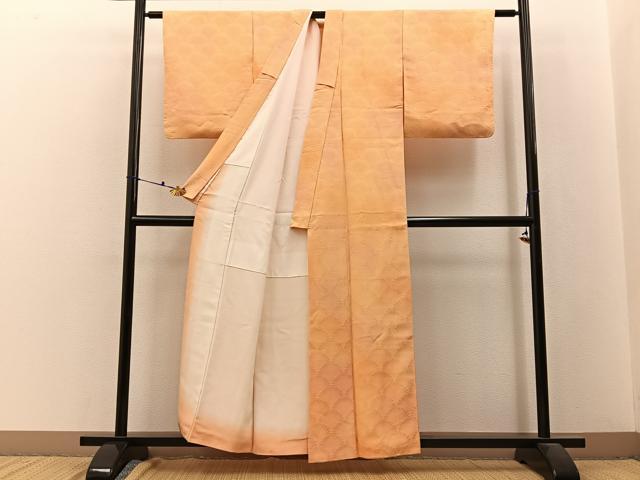 平和屋着物■上質な小紋 菊青海波地紋 暈し染め 正絹 逸品 BAAW9587hj
