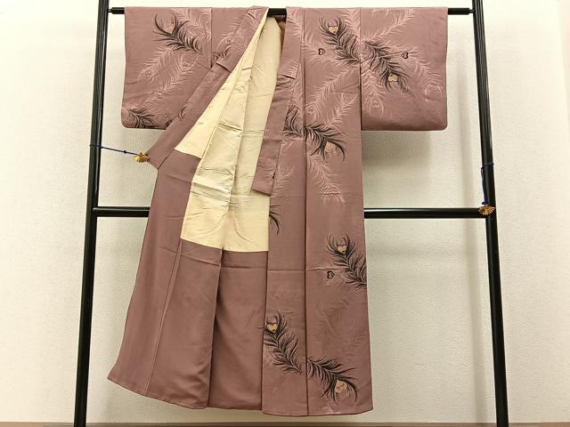 平和屋着物■上質なお召 寿光織 孔雀羽 金銀糸 正絹 逸品 BAAW9590hj