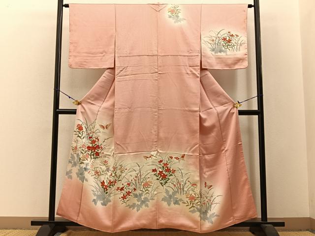 平和屋着物■訪問着 花蝶文 暈し染め 金彩 正絹 逸品 BAAW9593hj