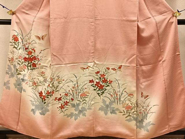 平和屋着物■訪問着 花蝶文 暈し染め 金彩 正絹 逸品 BAAW9593hj